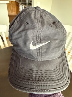 Nike Black Baseball Cap with White Swoosh